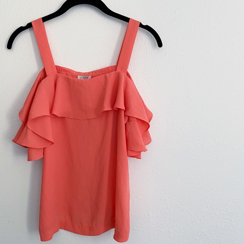 J Crew Cold Shoulder Ruffle Top Size XS